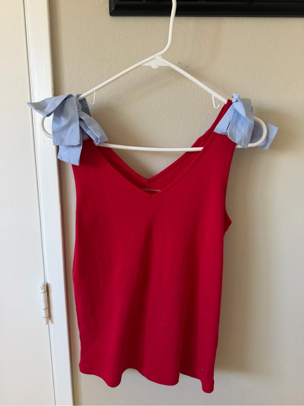 Tommy Hilfiger Red Tie-Shoulder V-Neck Tank